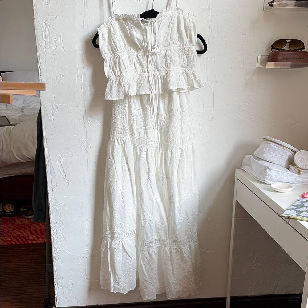 NWT 12th tribe Dahlia White eyelet Maxi skirt set